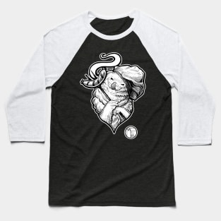 BBQ Chef Ferret - White Outlined Version Baseball T-Shirt